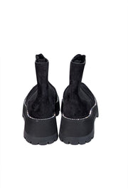 Current Boutique-Jimmy Choo - Black Suede Short Boots w/ Rhinestone Trim Sz 11