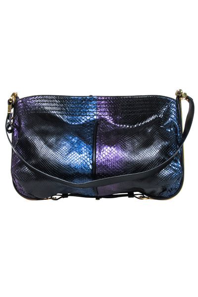 Current Boutique-Jimmy Choo - Purple, Blue & Black Metallic Python Shoulder Bag