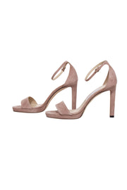 Current Boutique-Jimmy Choo - Beige “Misty 100” Suede Open Toe Platform Heels Sz 8