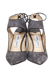 Current Boutique-Jimmy Choo - Grey Suede Strappy Tie Pumps Sz 8
