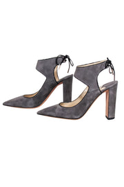 Current Boutique-Jimmy Choo - Grey Suede Strappy Tie Pumps Sz 8