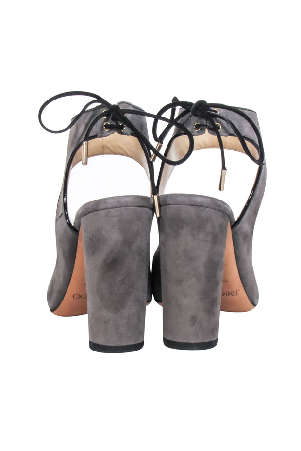 Current Boutique-Jimmy Choo - Grey Suede Strappy Tie Pumps Sz 8