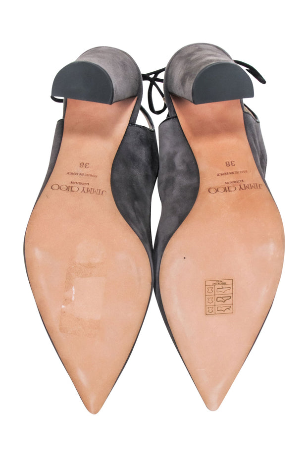 Current Boutique-Jimmy Choo - Grey Suede Strappy Tie Pumps Sz 8