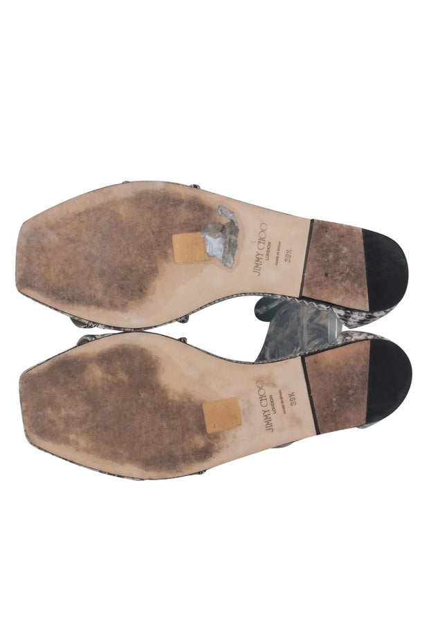 Current Boutique-Jimmy Choo - Light & Dark Grey Snake Print Leather Sandals Sz 9.5