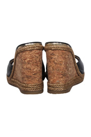 Current Boutique-Jimmy Choo - Black & Tan Leather Cork Wedges Sz 4.5
