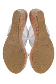 Current Boutique-Jimmy Choo - White Leather Upper Platform Cork Wedges Sz 9