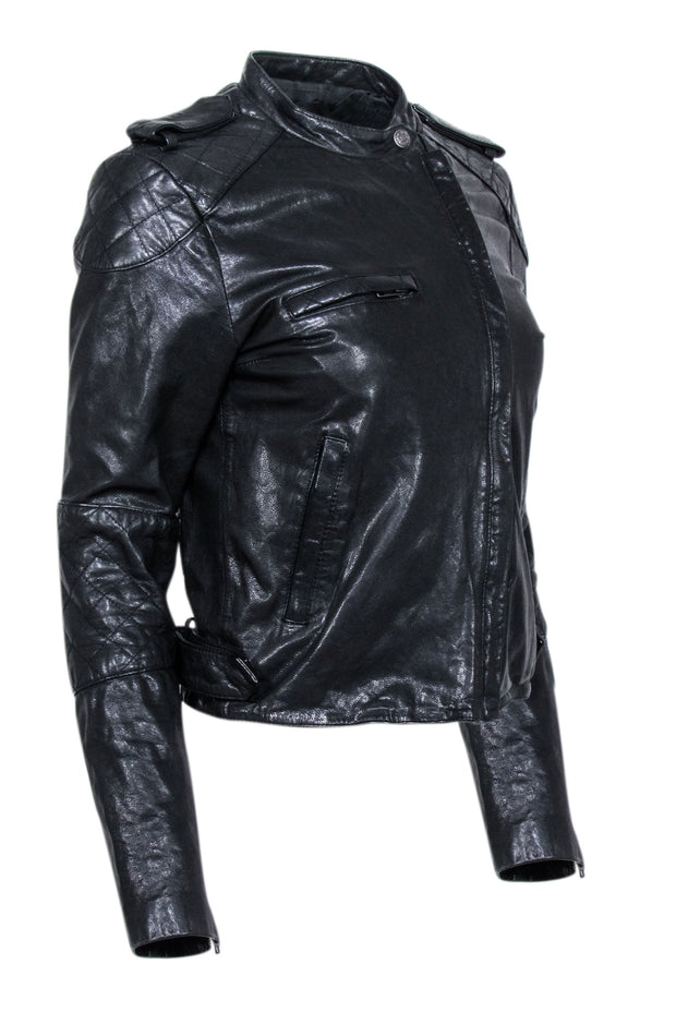 Current Boutique-Joe's - Black Leather Quilted Detail Jacket Sz S
