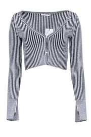 Current Boutique-John Elliott - Charcoal Silk & Cotton Blend Rib Cropped Cardigan Sz M