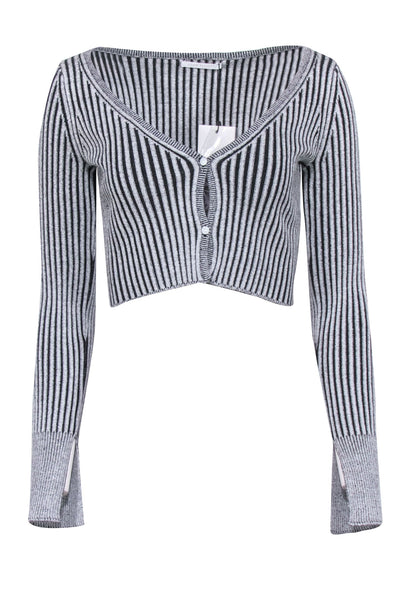 Current Boutique-John Elliott - Charcoal Silk & Cotton Blend Rib Cropped Cardigan Sz M