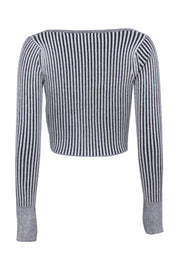 Current Boutique-John Elliott - Charcoal Silk & Cotton Blend Rib Cropped Cardigan Sz M