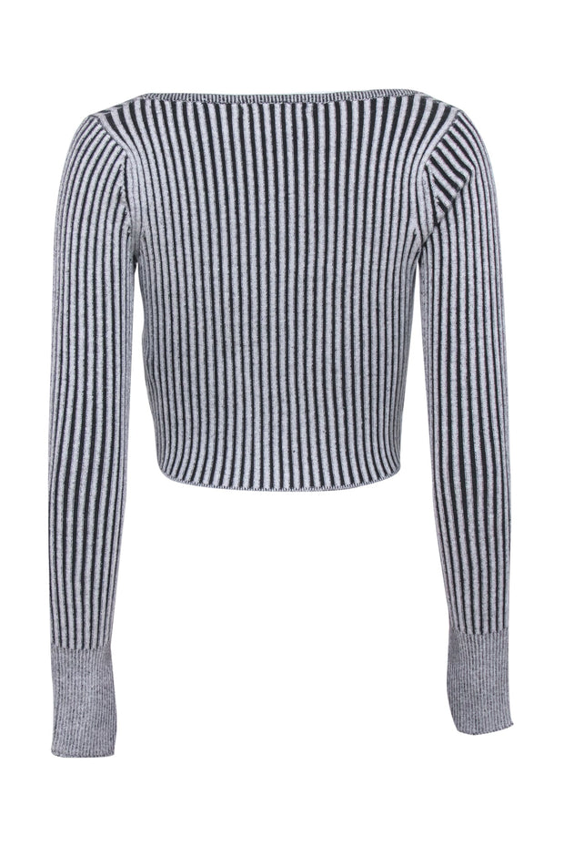 Current Boutique-John Elliott - Charcoal Silk & Cotton Blend Rib Cropped Cardigan Sz M