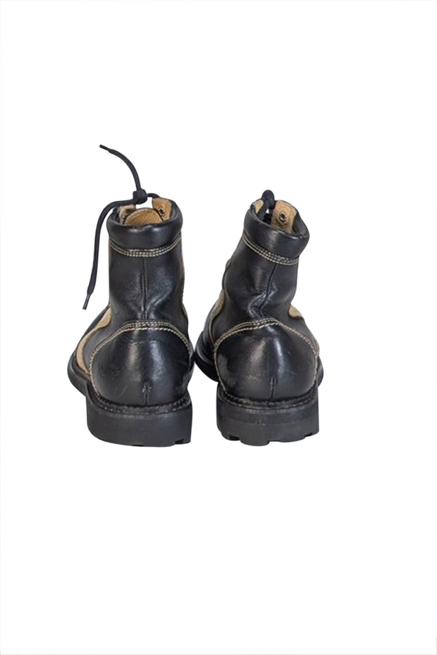 Current Boutique-John Fluevog - Black Leather Lace Up Short Boots Sz 9