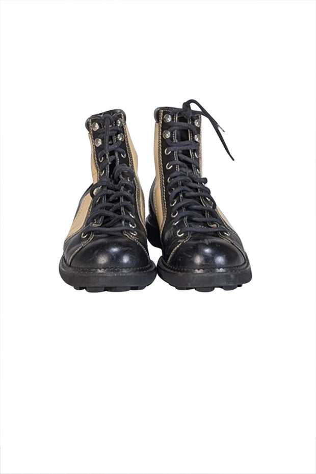 Current Boutique-John Fluevog - Black Leather Lace Up Short Boots Sz 9