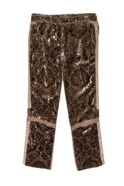 Current Boutique-John Galliano - Brown Velvet Print Straight Leg Pants Sz 4