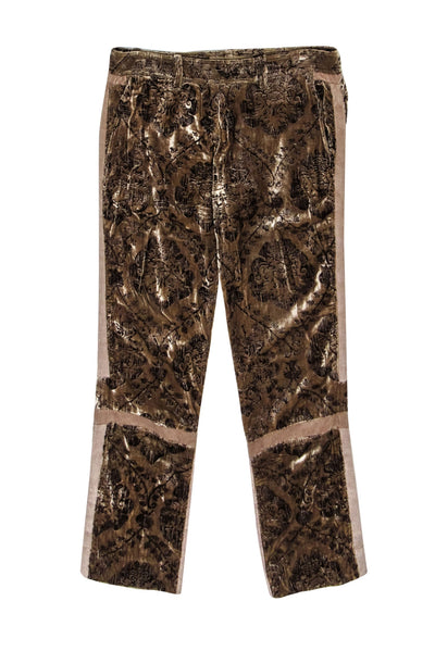 Current Boutique-John Galliano - Brown Velvet Print Straight Leg Pants Sz 4