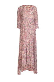 Current Boutique-Johnny Was - Light Pink & Multicolor Floral Print Dress Sz M