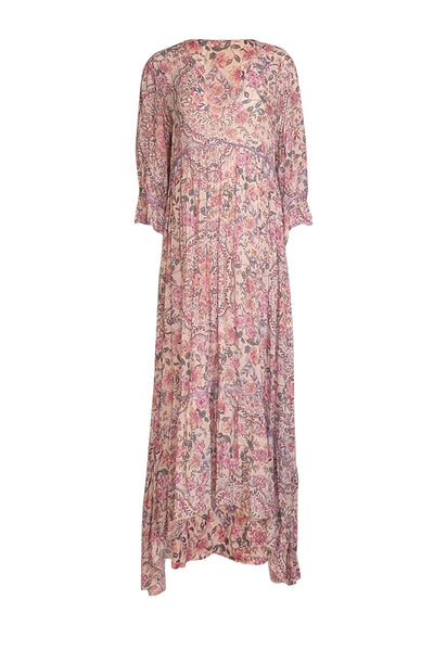 Current Boutique-Johnny Was - Light Pink & Multicolor Floral Print Dress Sz M