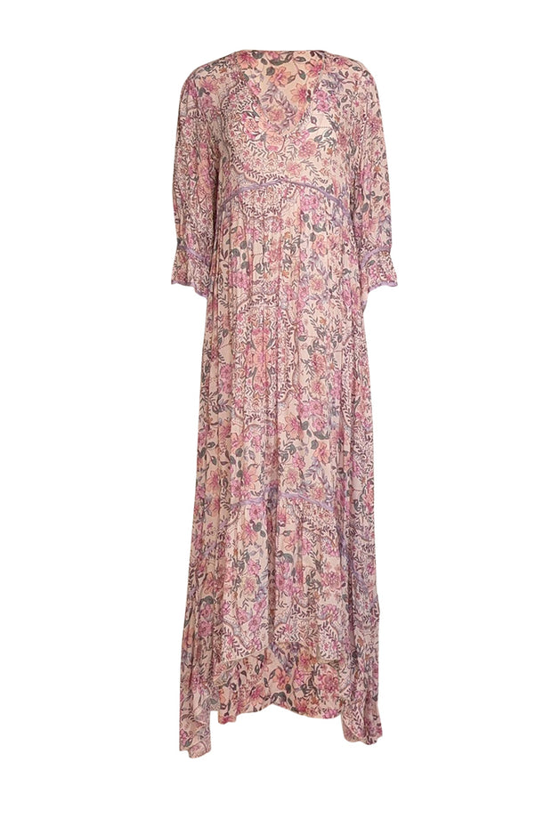 Current Boutique-Johnny Was - Light Pink & Multicolor Floral Print Dress Sz M