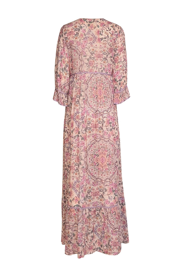 Current Boutique-Johnny Was - Light Pink & Multicolor Floral Print Dress Sz M
