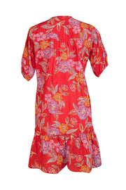 Johnny Was - Red Floral Short Sleeve Shift Dress Sz XS - Current Boutique