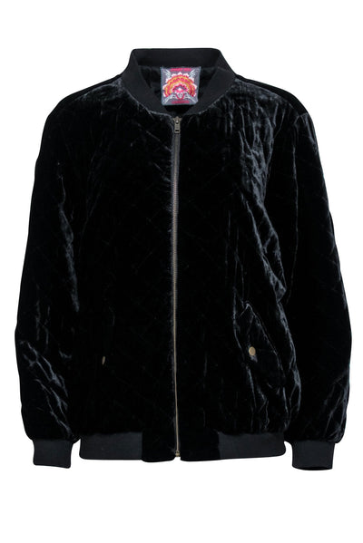 Current Boutique-Johnny Was - Black Velvet Bomber Jacket Sz M