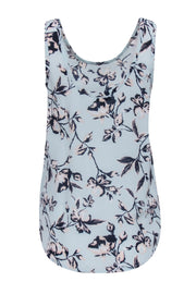 Current Boutique-Joie - Light Blue & Beige Floral Print Silk Tank S