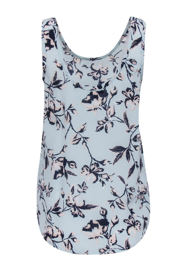 Current Boutique-Joie - Light Blue & Beige Floral Print Silk Tank S