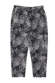 Current Boutique-Joie - Black & Cream Mixed Animal Print Drawstring Pants Sz S