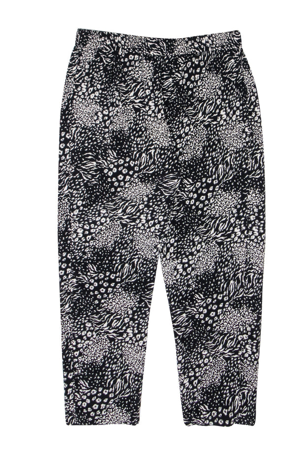 Current Boutique-Joie - Black & Cream Mixed Animal Print Drawstring Pants Sz S