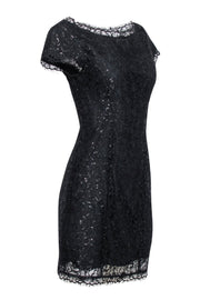 Current Boutique-Joie - Black Metallic Lace Cap Sleeve Sheath Dress Sz S