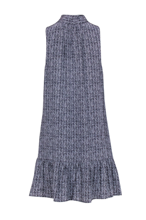 Current Boutique-Joie - Grey Herringbone Sleeveless Dress w/ Neck-tie Sz S