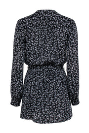 Current Boutique-Joie - Black & White Floral Long Sleeve Quarter Button Down Dress Sz XS