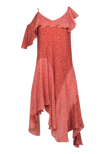 Current Boutique-Joie - Pink & Red Silk One Shoulder Dress Sz XXS
