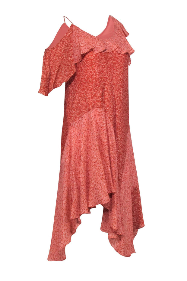 Current Boutique-Joie - Pink & Red Silk One Shoulder Dress Sz XXS