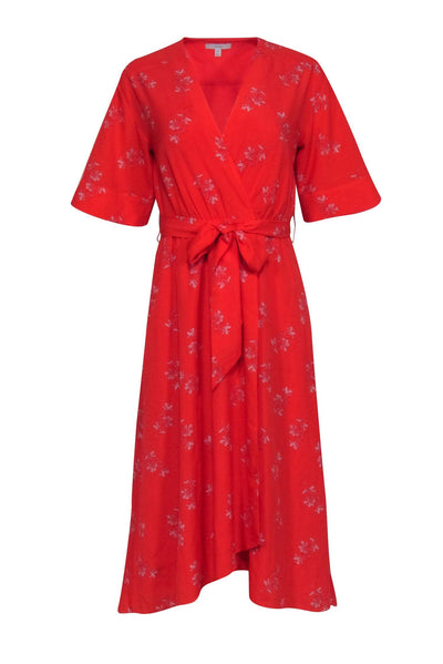 Current Boutique-Joie - Red Floal Print Short Sleeve Wrap Dress Sz XXS