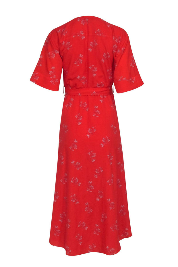 Current Boutique-Joie - Red Floal Print Short Sleeve Wrap Dress Sz XXS
