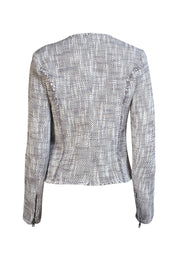 Joie - Grey & White Textured Knit Jacket w/ Raw Edge Trim Sz L - Current Boutique