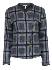 Current Boutique-Joie - Grey Plaid Print Knit Jacket Sz L
