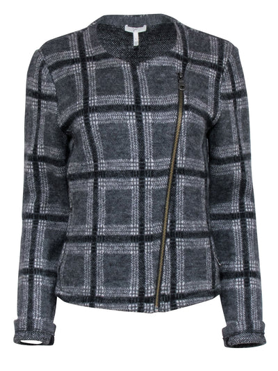 Current Boutique-Joie - Grey Plaid Print Knit Jacket Sz L