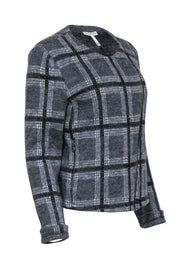 Current Boutique-Joie - Grey Plaid Print Knit Jacket Sz L