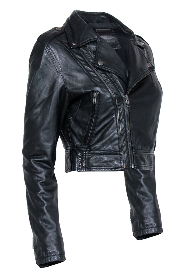 Current Boutique-Joie - Black Leather Moto Jacket Sz M