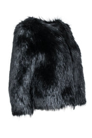 Current Boutique-Joie - Black Cropped Zip Up Faux Fur Jacket Sz S