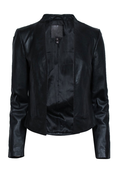 Current Boutique-Joie - Black Leather Open Front Jacket Sz S