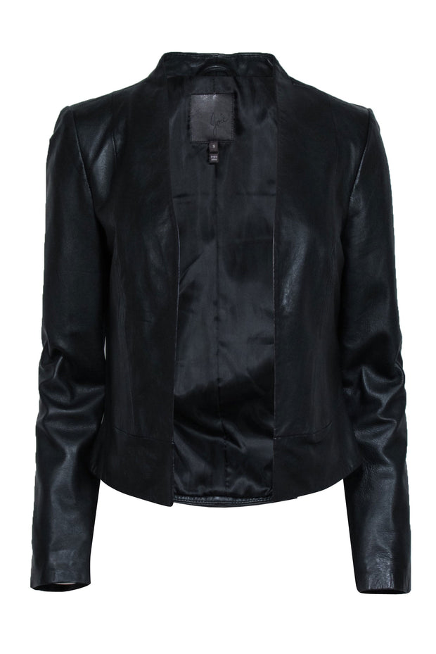 Current Boutique-Joie - Black Leather Open Front Jacket Sz S