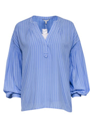 Current Boutique-Joie - Blue w/ White Striped Print Henley Blouse Sz XXS