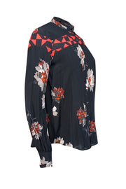 Current Boutique-Joie - Black w/ Multicolor Floral Print Blouse Sz S