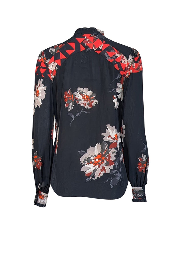 Current Boutique-Joie - Black w/ Multicolor Floral Print Blouse Sz S