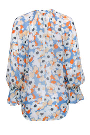 Current Boutique-Joie - Blue, Cream, & Orange Floral Print Top Sz S
