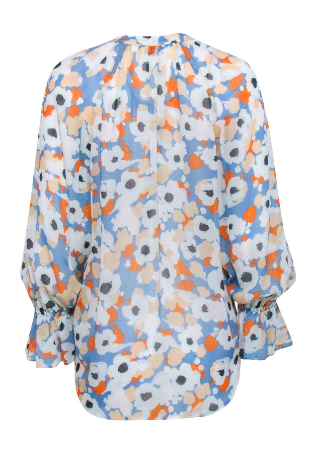 Current Boutique-Joie - Blue, Cream, & Orange Floral Print Top Sz S