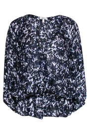 Current Boutique-Joie - Navy w/ Black & White Print Long Sleeve Blouse Sz S